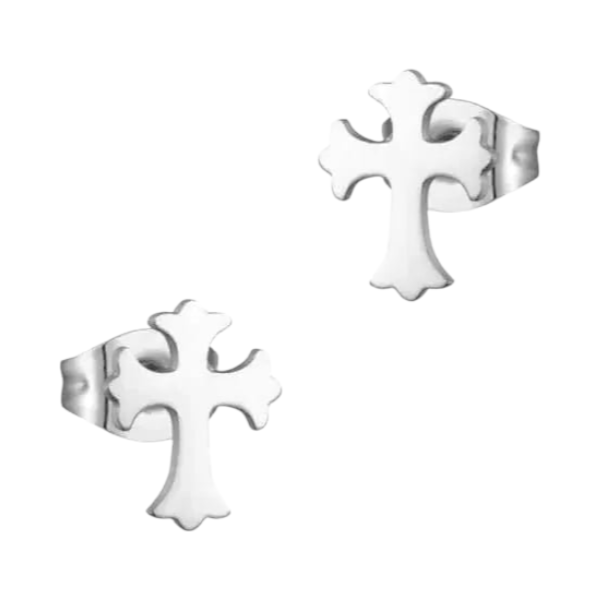 Stalen Kruisjes Oorbellen Zilverkleur 9x6mm -