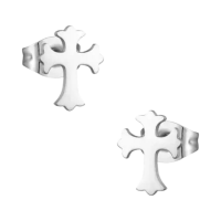 Stalen Kruisjes Oorbellen Zilverkleur 9x6mm -
