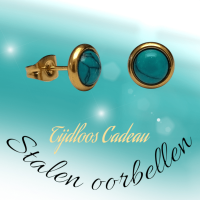 Boho Goudkleurige Oorbellen met Turquoise Groen 8mm -