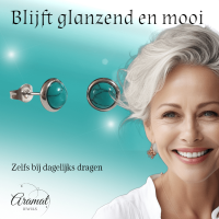 Stalen oorbellen groen gemarmerd 8mm zilverkleur -