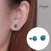 Stalen ronde oorbellen blauw gemarmerd 8mm -