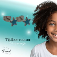 Zilverkleurige Ster Oorbellen Blauw Glitter -