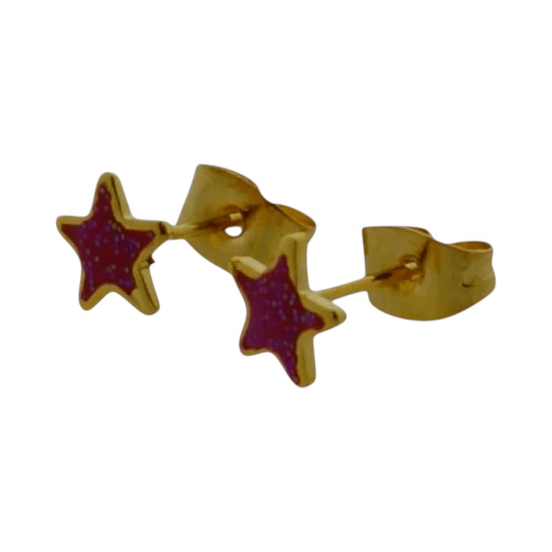 Goudkleurige Ster Oorstekers Rood 6 mm -