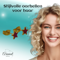 Goudkleurige Ster Oorstekers Rood 6 mm -