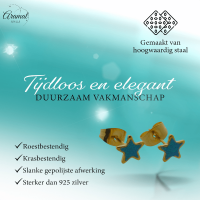 Goudkleurige Ster Oorstekers Blauw 6 mm -