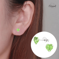 Zilveren Kristal Hartjes Oorbellen Peridot Groen -
