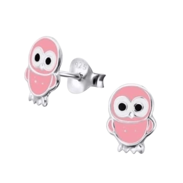 Zilveren Uiltjes Oorbellen Roze 9x6 mm -