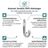 Stalen Ashanger Vishaak met Hartje - Zilverkleur & Zwarte Strepen - Heren