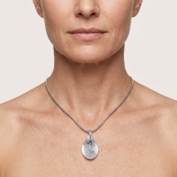 Ashanger Ovaal met Roos - Zilverkleurig RVS - Unisex