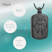 RVS Ashanger Rechthoek met Wolf - Zwart - Heren