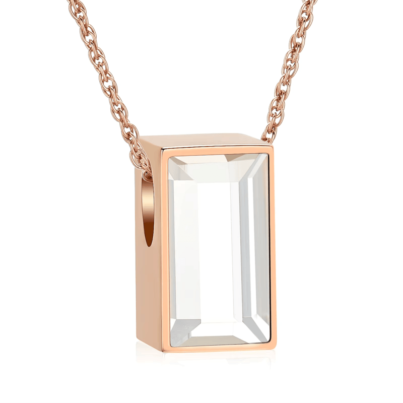 Mini Ashanger Rechthoek met Zirkonia - Ros&Atilde;&copy;kleur - Unisex