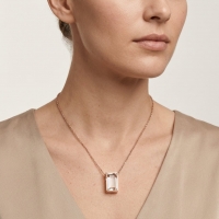 Mini Ashanger Rechthoek met Zirkonia - Ros&Atilde;&copy;kleur - Unisex
