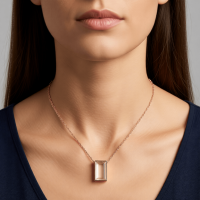 Mini Ashanger Rechthoek met Zirkonia - Ros&Atilde;&copy;kleur - Unisex