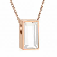 Mini Ashanger Rechthoek met Zirkonia - Ros&Atilde;&copy;kleur - Unisex