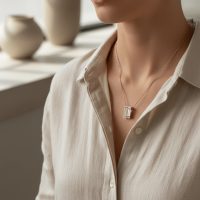 Mini Ashanger Rechthoek met Zirkonia - Ros&Atilde;&copy;kleur - Unisex