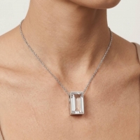 Mini Ashanger Rechthoek met Zirkonia Zilverkleurig &acirc;&euro;&ldquo; 11x6mm Subtiel Assieraad - U