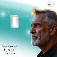 Mini Ashanger Rechthoek met Zirkonia Zilverkleurig &acirc;&euro;&ldquo; 11x6mm Subtiel Assieraad - U