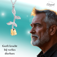 Bicolor RVS Ashanger Roos &acirc;&euro;&ldquo; 45x23mm Zilver & Goud Gedenksieraad - Unisex
