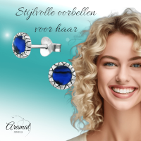 Zilveren Blauwe Abalone Oorbellen 5 mm -