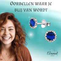 Zilveren Blauwe Abalone Oorbellen 5 mm -