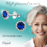 Zilveren Blauwe Abalone Oorbellen 5 mm -