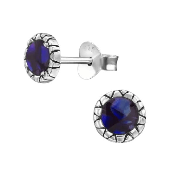 Zilveren Paarse Abalone Oorbellen 5 mm -