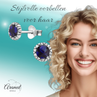 Zilveren Paarse Abalone Oorbellen 5 mm -