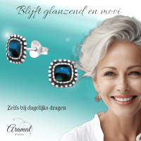 Zilveren Blauwe Abalone Oorbellen 7 mm -