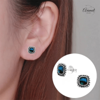 Zilveren Blauwe Abalone Oorbellen 7 mm -