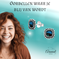 Zilveren Blauwe Abalone Oorbellen 7 mm -