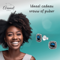 Zilveren Blauwe Abalone Oorbellen 7 mm -