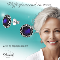 Zilveren Paarse Abalone Dames Oorbellen 9 mm -