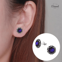 Zilveren Paarse Abalone Dames Oorbellen 9 mm -