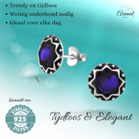 Zilveren Paarse Abalone Dames Oorbellen 9 mm -