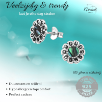 Zilveren Abalone Bloem Oorbellen 9 mm - Dames