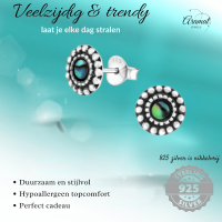 Zilveren Abalone Ronde Oorbellen 8 mm -