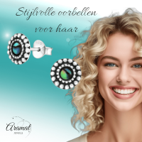 Zilveren Abalone Ronde Oorbellen 8 mm -