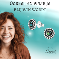 Zilveren Abalone Ronde Oorbellen 8 mm -