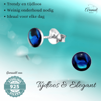 Zilveren Blauwe Abalone Oorbellen 5.5 mm -
