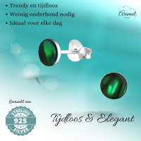 Zilveren Groene Abalone Oorbellen 5.5 mm -