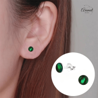 Zilveren Groene Abalone Oorbellen 5.5 mm -