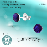 Zilveren Paarse Abalone Oorbellen 5.5 mm -