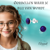 Zilveren Paarse Abalone Oorbellen 5.5 mm -