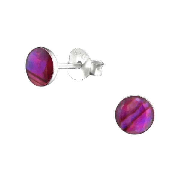 Zilveren Roze Abalone Oorbellen 5.5 mm -