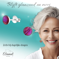 Zilveren Roze Abalone Oorbellen 5.5 mm -