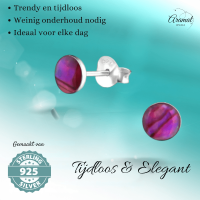 Zilveren Roze Abalone Oorbellen 5.5 mm -