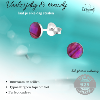 Zilveren Roze Abalone Oorbellen 5.5 mm -