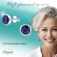 Zilveren Blauwe Abalone Damesoorbellen 8 mm -
