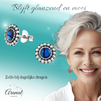 Zilveren Blauw Abalone Oorbellen 8 mm -