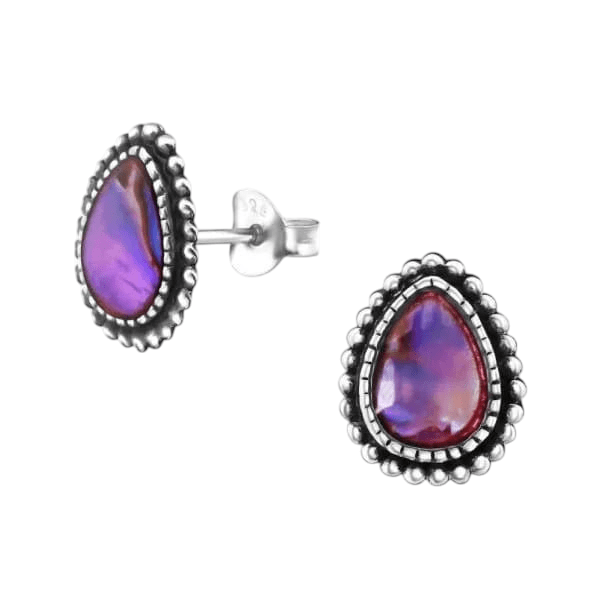 Zilveren Roze Abalone Oorbellen 12x9 mm -